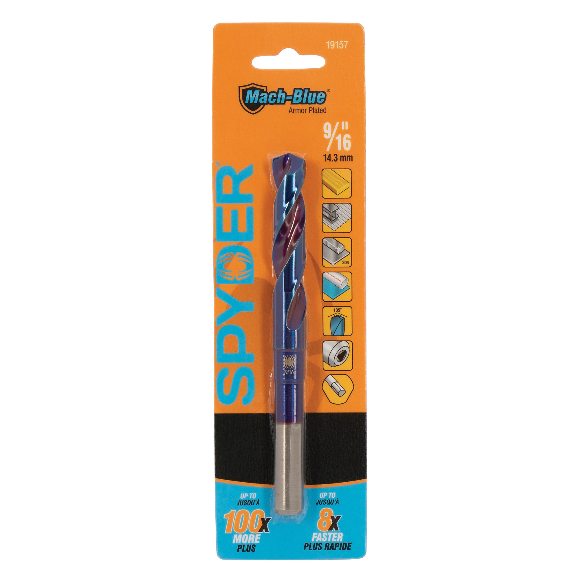Spyder 9/16-Inch  Tri-Flat Shank S&D Drill Bit 19157